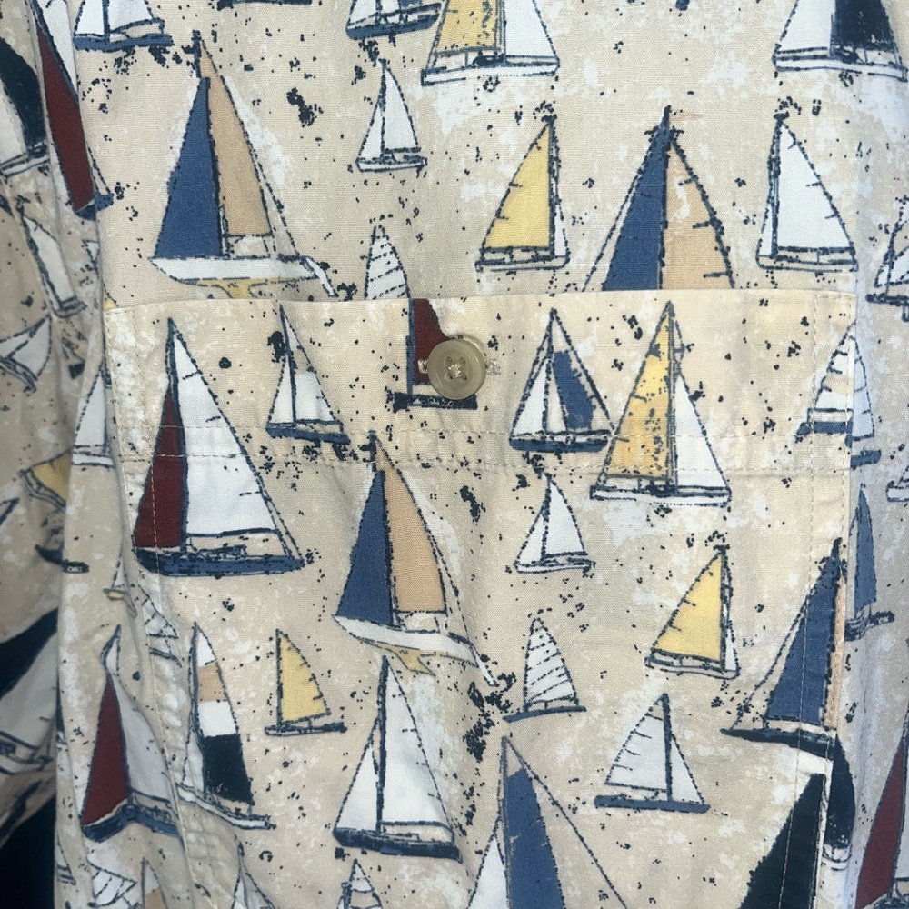 Ivy Crew Nautical Sailboat Shirt XL Vintage Style Beach Summer Button Up Mens - Picture 7 of 9